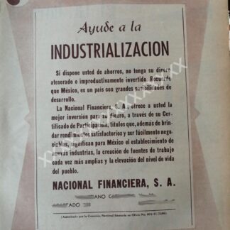 CARTEL ANTIGUO BANCO NACIONAL FINANCIERA 1960s /139