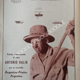 CARTEL ANTIGUO FELICITAN A ANTONIO HALIK POR HAZAÑA 1959