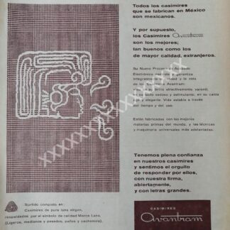 CARTEL ANTIGUO PUBLICITARIO CASIMIRES AVANTRAM S.A 1959