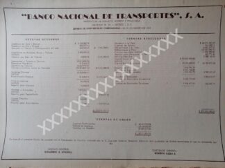 CARTEL ANTIGUO BANCO NACIONAL DE TRANSPORTES 1959