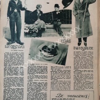 NOTA DE PRENSA ANTIGUA 1930 CHARLES CHAPLIN