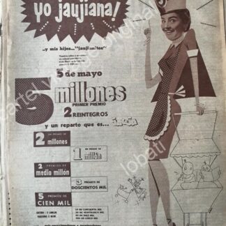 CARTEL ANTIGUO ORIGINAL DE LA LOTERIA NACIONAL 1956 / 67