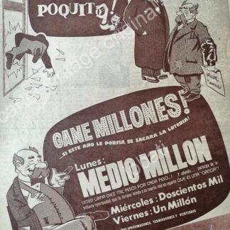 CARTEL ANTIGUO ORIGINAL DE LA LOTERIA NACIONAL 1955 / 68