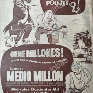 CARTEL ANTIGUO ORIGINAL DE LA LOTERIA NACIONAL 1955 / 66