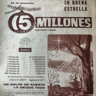 CARTEL ANTIGUO ORIGINAL DE LA LOTERIA NACIONAL. 1959 / 54