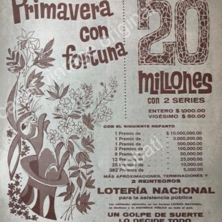 CARTEL ANTIGUO ORIGINAL DE LOTERIA NACIONAL 1960 / 50