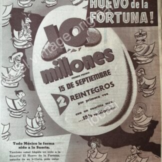 CARTEL ANTIGUO ORIGINAL DE PUBLICIDAD ANTIGUA LOTERIA NACIONAL 1957 /47