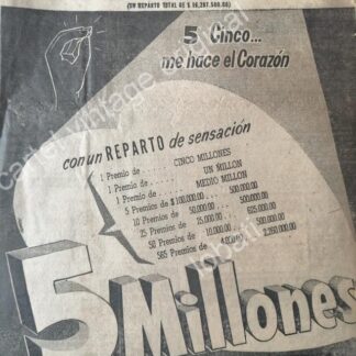 CARTEL ANTIGUO ORIGINAL DE LOTERIA NACIONAL 1954 /45