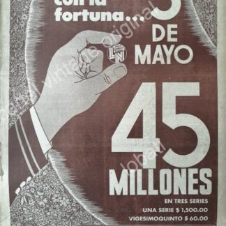 CARTEL ANTIGUO ORIGINAL DE LA LOTERIA NACIONAL 1960s /43