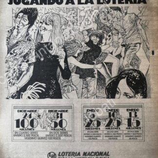 CARTEL ANTIGUO ORIGINAL DE LOTERIA NACIONAL 1970s /30