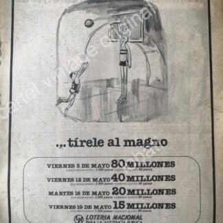 CARTEL ANTIGUO ORIGINAL DE LOTERIA NACIONAL 1970s DIBUJO DE ABEL QUEZADA /28