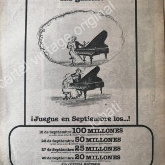 CARTEL ANTIGUO ORIGINAL DE LOTERIA NACIONAL 1970s DIBUJO DE ABEL QUEZADA /27