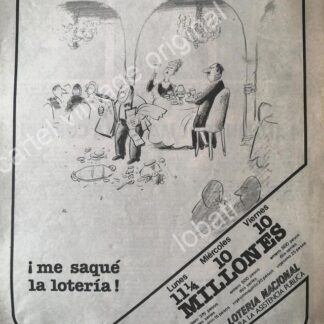 CARTEL ANTIGUO ORIGINAL DE LOTERIA NACIONAL 1970s DIBUJO DE ABEL QUEZADA /26