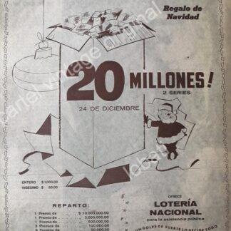 CARTEL ANTIGUO ORIGINAL DE LOTERIA NACIONAL. 1960 /23