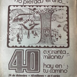 CARTEL ANTIGUO ORIGINAL DE LOTERIA NACIONAL. DUBUJO DE ABEL QUEZADA 1971 /21