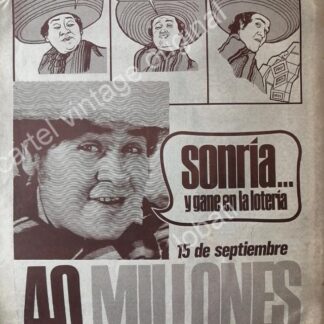 CARTEL ANTIGUO ORIGINAL DE ENRIQUE CUENCA LOS POLIVOCES LOTERIA NACIONAL 1971 /FEP