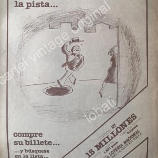 CARTEL ANTIGUO ORIGINAL DE LOTERIA NACIONAL DIBUJO DE ABEL QUEZADA /17
