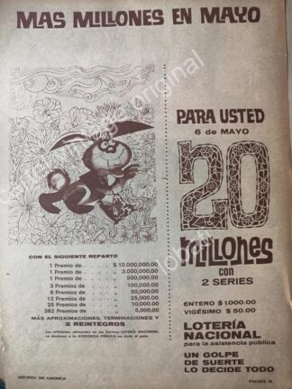 CARTEL ANTIGUO ORIGINAL DE LOTERIA NACIONAL 1959 -13