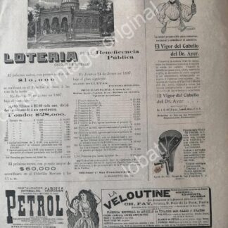 CARTEL ANTIGUO ORIGINAL DE LOTERIA NACIONAL 1894 Y OTRAS PUBLICIDADES /5