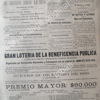 CARTEL ANTIGUO ORIGINAL DE LOTERIA NACIONAL 1895 Y OTRAS PUBLICIDADES