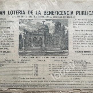 CARTEL ANTIGUO ORIGINAL DE LOTERIA NACIONAL 1895 Y EL KIOSCO MORISCO /140