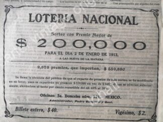 CARTEL ANTIGUO ORIGINAL DE MINI CARTEL LOTERIA NACIONAL SEPTIEMBRE 1912 /155