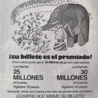 CARTEL ANTIGUO ORIGINAL DE LOTERIA NACIONAL. 1970s /117
