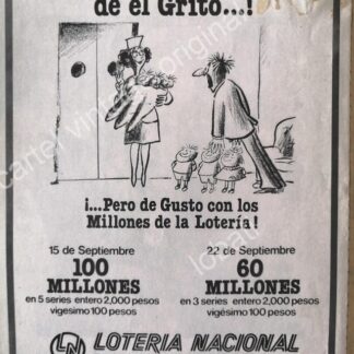 CARTEL ANTIGUO ORIGINAL DE LOTERIA NACIONAL. 1970s DIBUJO ABEL QUEZADA /110