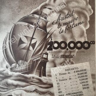 CARTEL ANTIGUO ORIGINAL DE LOTERIA NACIONAL. 1940 . DIBUJO DE LOPEZ HERRERO /107