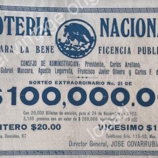 CARTEL ANTIGUO ORIGINAL DE LOTERIA NACIONAL. 1922 /103