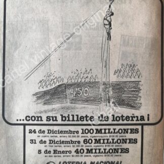 CARTEL ANTIGUO ORIGINAL DE LOTERIA NACIONAL. DIBUJO DE ABEL QUEZADA 1970s /102