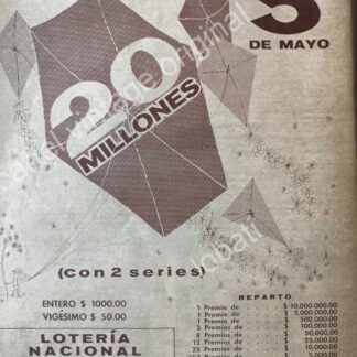 CARTEL ANTIGUO ORIGINAL DE LA LOTERIA NACIONAL 1965 /92
