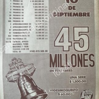 CARTEL ANTIGUO ORIGINAL DE LA LOTERIA NACIONAL 1970 /89