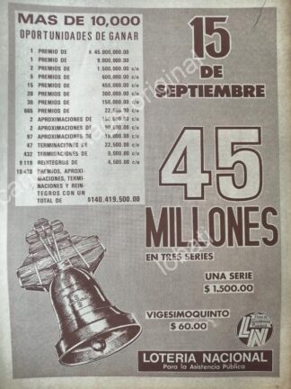 CARTEL ANTIGUO ORIGINAL DE LA LOTERIA NACIONAL 1970 /89