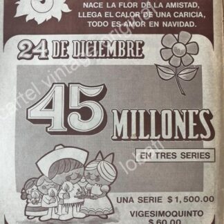 CARTEL ANTIGUO ORIGINAL DE LA LOTERIA NACIONAL 1972 / 85