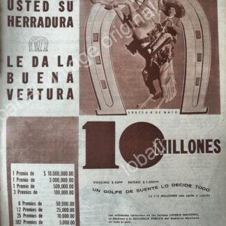 CARTEL ANTIGUO ORIGINAL DE LA LOTERIA NACIONAL 1960 / 83