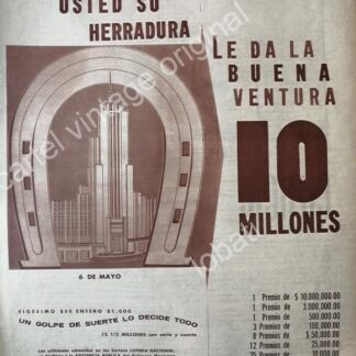 CARTEL ANTIGUO ORIGINAL DE LA LOTERIA NACIONAL 1959 / 82