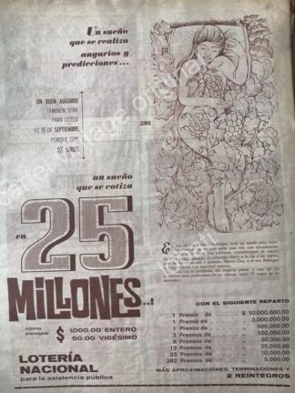 CARTEL ANTIGUO ORIGINAL DE LA LOTERIA NACIONAL 1960 / 77