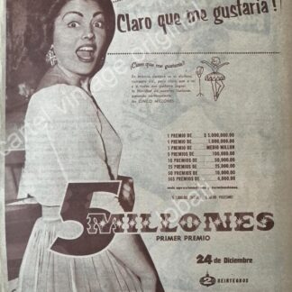 CARTEL ANTIGUO ORIGINAL DE LA LOTERIA NACIONAL 1956 / 72