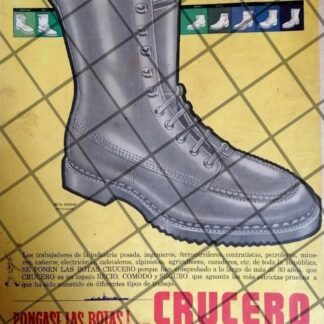 CARTEL PUBLICITARIO RETRO FABRICA DE CALZADO CRUCERO 1950s