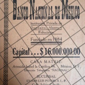 PUBLICIDAD ANTIGUA BANAMEX 1933 / 177