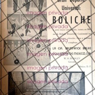 PUBLICIDAD ANTIGUA. BOLICHE BRUNSWICK BALKE 1944