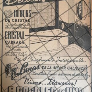PUBLICIDAD ANTIGUA CRISTALES FRANCISCO ROSALES Y HNO 1945