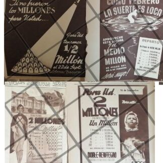 7  AFICHES ANTIGUOS LOTERIA NACIONAL 1937-1941