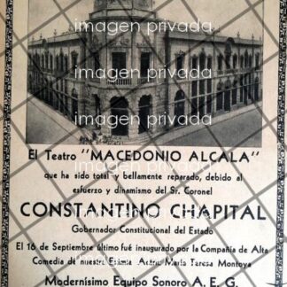CARTEL RETRO TEATRO MACEDONIO ALCALA 1939 OAXACA /2