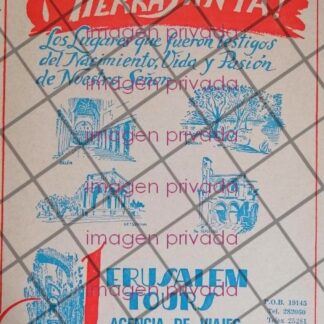 AFICHE ANTIGUO JERUSALEM TOURS 1950s /RARO