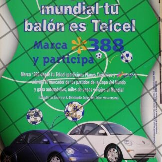 AFICHE ANTIGUO TELCEL Y COPA MUNDIAL 1998