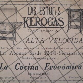 PUBLICIDAD ANTIGUA ESTUFAS KEROGAS 1929 MONTERREY