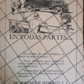AFICHE RETRO COMPAÑIA MONTERREY DE AUTOMOVILES 1929