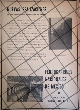 AFICHE RETRO FERROCARRILES NACIONALES 1956 /N41